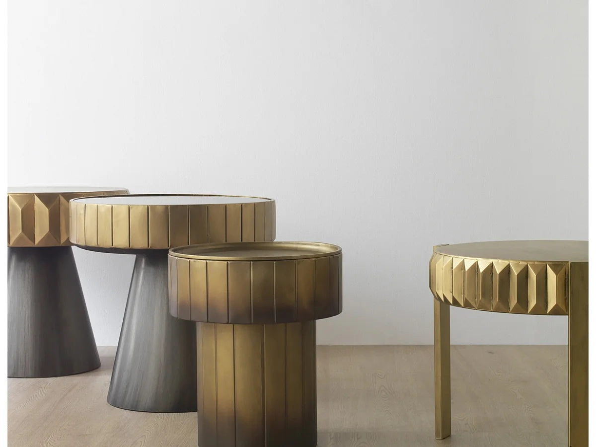 Mesa de Apoio em Metal com Bandeja Amovível - Dourado