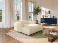 Pogni - Chaise Longue 2 Lugares em Veludo Canelado Branco-Sujo