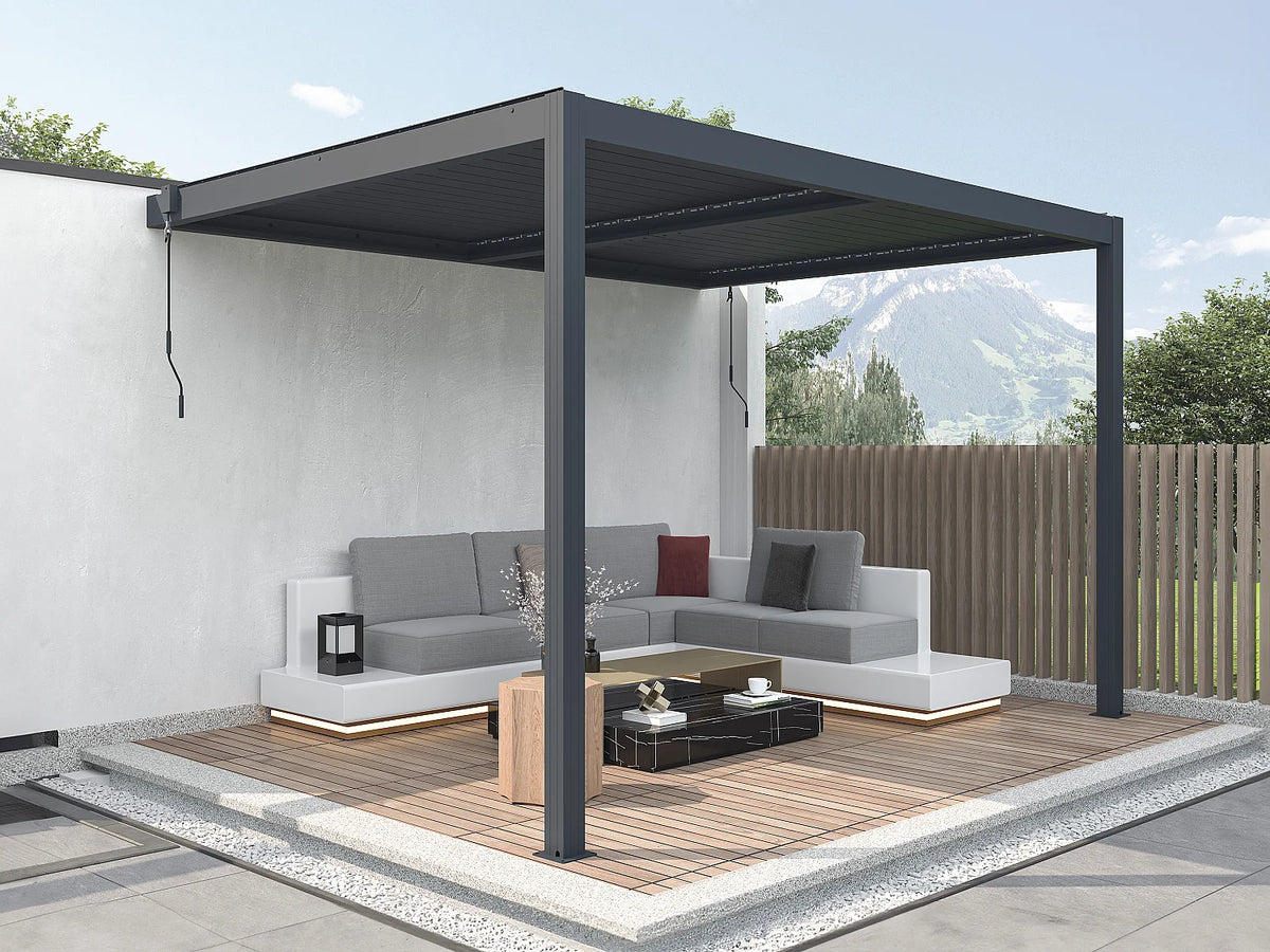 Mandello - Pérgola Adossada Bioclimática em Alumínio com Lâminas Orientáveis