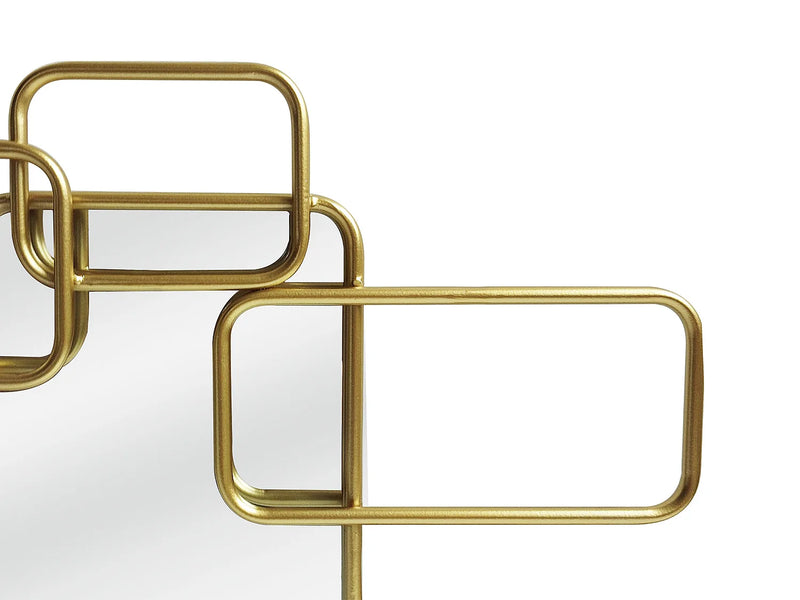 OMAYA - Espelho Art Déco Assimétrico em Metal - Dourado