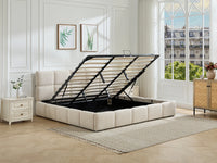 DILUDO - Cama com Espaço de Arrumação 160x200 cm em Tecido Bouclé - Bege