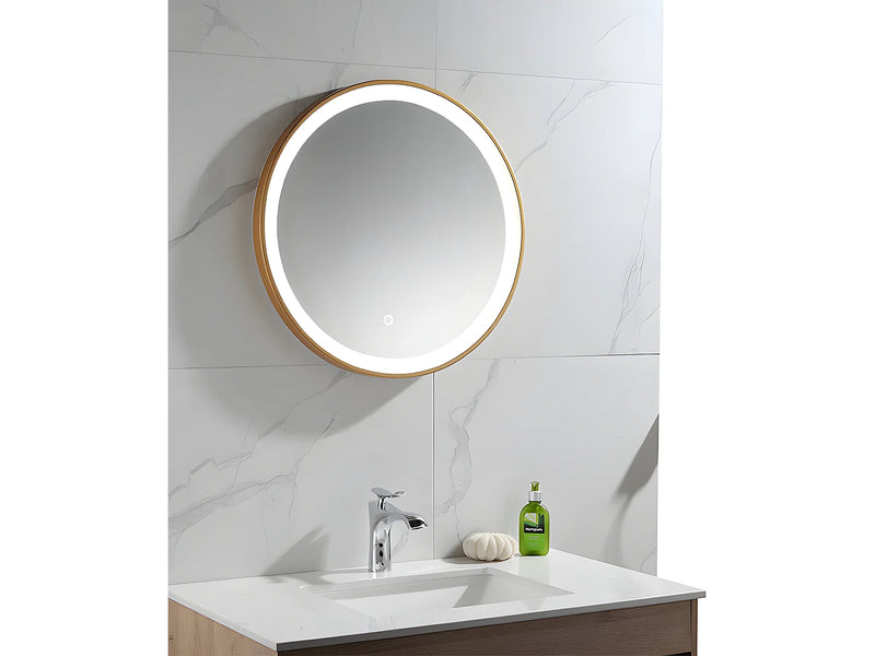 NUMEA - Espelho de Casa de Banho Luminoso Redondo com LEDs - Dourado