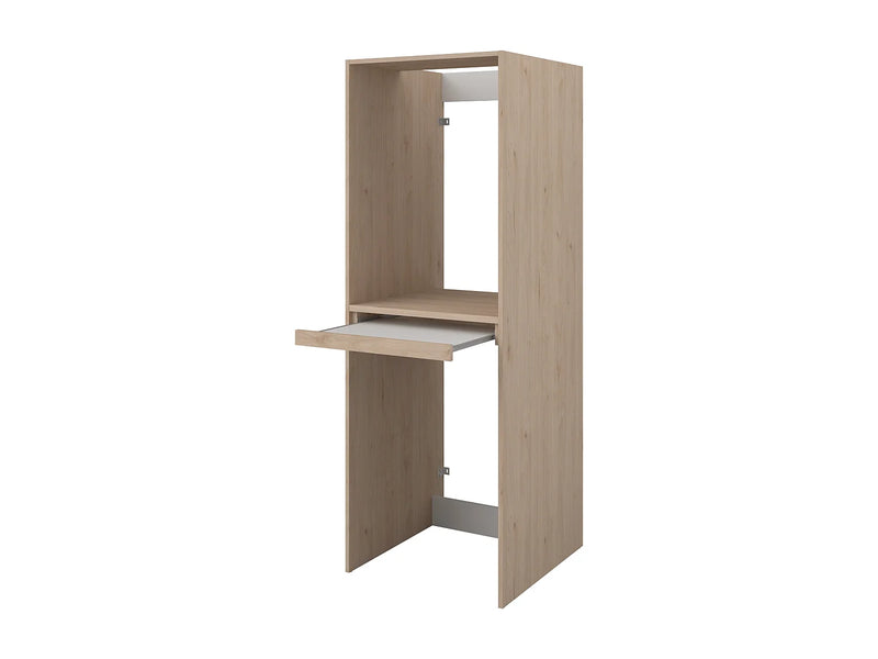 ERKANO - Móvel para Máquina de Lavar e Secar Roupa com Armários e Coluna de Arrumação - Natural Claro e Branco