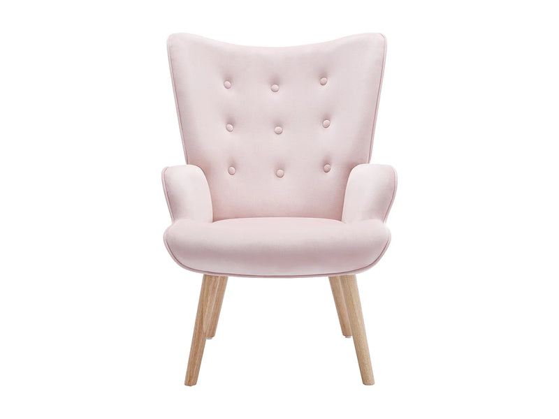 Vately - Poltrona em Veludo Cor-de-Rosa