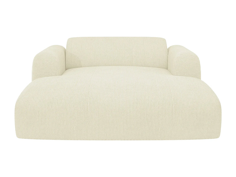 Pogni - Chaise Longue 2 Lugares em Veludo Canelado Branco-Sujo