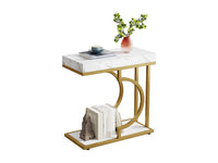 Tribesigns - Mesa de Apoio Estreita em Formato de C - Branco e Dourado