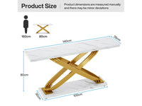 Consola TRIBESIGNS - Mesa de Entrada com Pés Metálicos Geométricos - Branco e Dourado