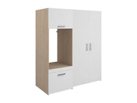 ERKANO - Móvel para Máquina de Lavar com Armários e Coluna de Duas Portas - Natural Claro e Branco