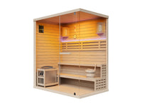 SELKI - Sauna Finlandês Envidraçado com LEDs 4/5 Lugares - Natural Claro