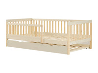 PROVIATI - Cama 90x190 cm com Gaveta Deslizante em Pinho e MDF - Bege e Natural