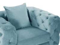 Edwina - Poltrona Chesterfield em Veludo Azul Pastel