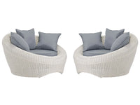 Whiteheaven - Conjunto de Jardim em Resina Trançada Marfim - Sofá, 2 Cadeiões e Mesa de Centro