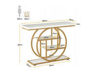 Tribesigns - Consola Industrial 4 Níveis com Base Circular em Metal - Branco e Dourado