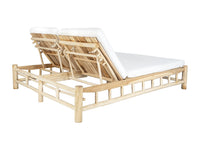 Tulum - Espreguiçadeira Dupla em Teca com Colchão - Natural e Branco