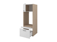 ERKANO - Móvel para Máquina de Lavar com Armários e Coluna de Duas Portas - Natural Claro e Branco