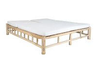 Tulum - Espreguiçadeira Dupla em Teca com Colchão - Natural e Branco
