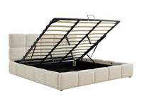 DILUDO - Cama com Espaço de Arrumação 160x200 cm em Tecido Bouclé - Bege