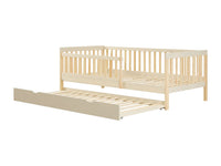 PROVIATI - Cama 90x190 cm com Gaveta Deslizante em Pinho e MDF - Bege e Natural