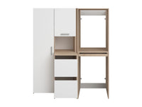 ERKANO - Móvel para Máquina de Lavar e Secar Roupa com Armários e Coluna de Arrumação - Natural Claro e Branco
