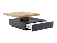 Kyria - Mesa de Centro com Tampo Giratório e 1 Gaveta em MDF - Antracite e Carvalho
