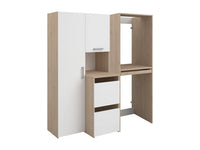 ERKANO - Móvel para Máquina de Lavar e Secar Roupa com Armários e Coluna de Arrumação - Natural Claro e Branco