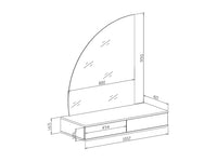 JINEZA - Toucador Suspenso com Espelho LED e 2 Gavetas - Branco Brilhante