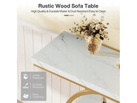 Tribesigns - Consola Industrial 4 Níveis com Base Circular em Metal - Branco e Dourado