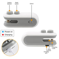 Seladora de Sacos Elétrica Portátil 2 em 1 — Mini Máquina de Selar com Carregamento USB-C