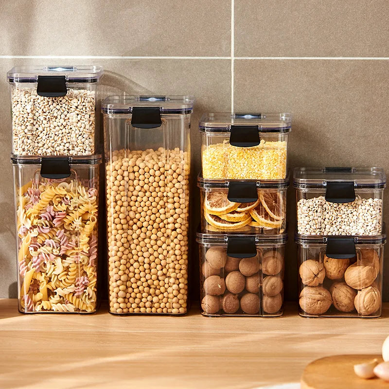 Frascos Herméticos para Cozinha — Conjunto de Potes em Plástico à Prova de Humidade