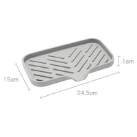 Tábua de Silicone com Escorredor para Lavátorio — Suporte para Esponja, Sabão e Escovas