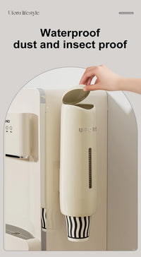 Dispensador de Copos de Parede sem Furos — Suporte para Cozinha e Sala