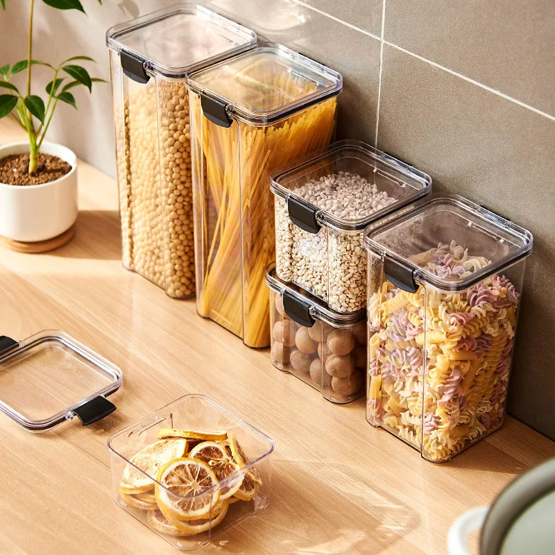 Frascos Herméticos para Cozinha — Conjunto de Potes em Plástico à Prova de Humidade