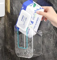 Dispensador de Lenços Húmedos com Autocolante — Suporte de Parede para Cozinha e Casa de Banho